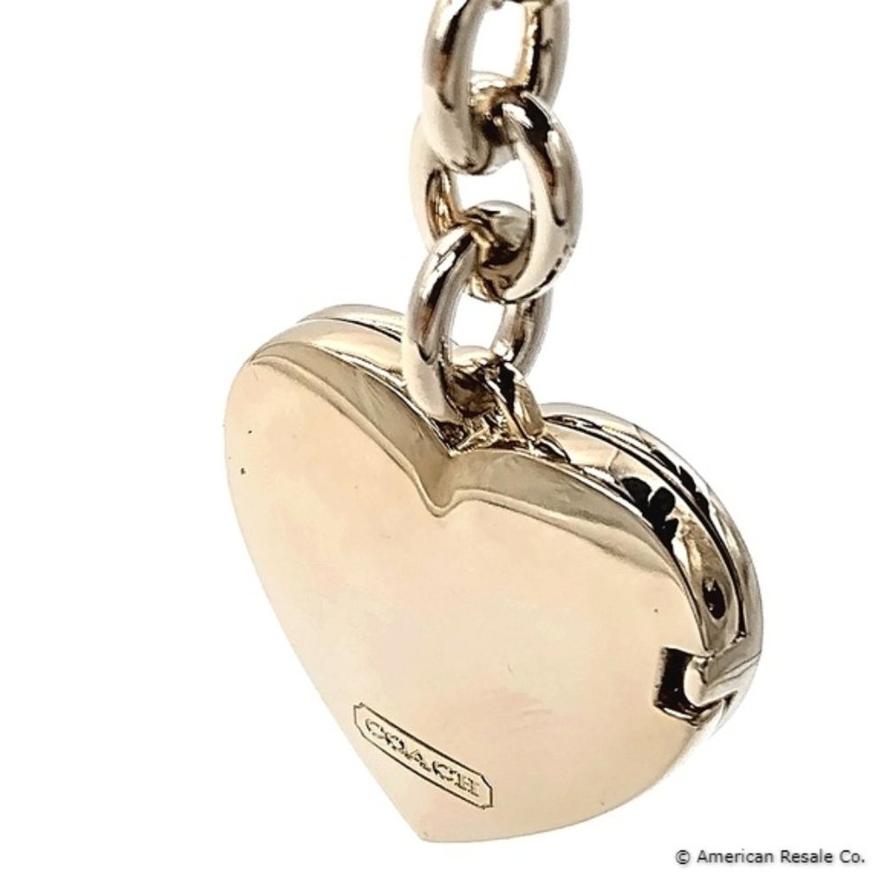 COACH Red Enamal Heart Locket Lanyard Cell Phone/Purse Charm, Keychain Fob #1657 - Picture 8 of 9